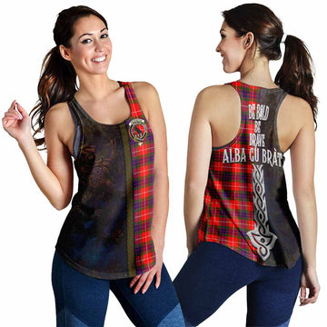 Abernethy Tartan Family Crest Women's Racerback Tanks Alba Gu Brath Be Brave Lion Ancient Style 4XL - Tartan Vibes Clothing
