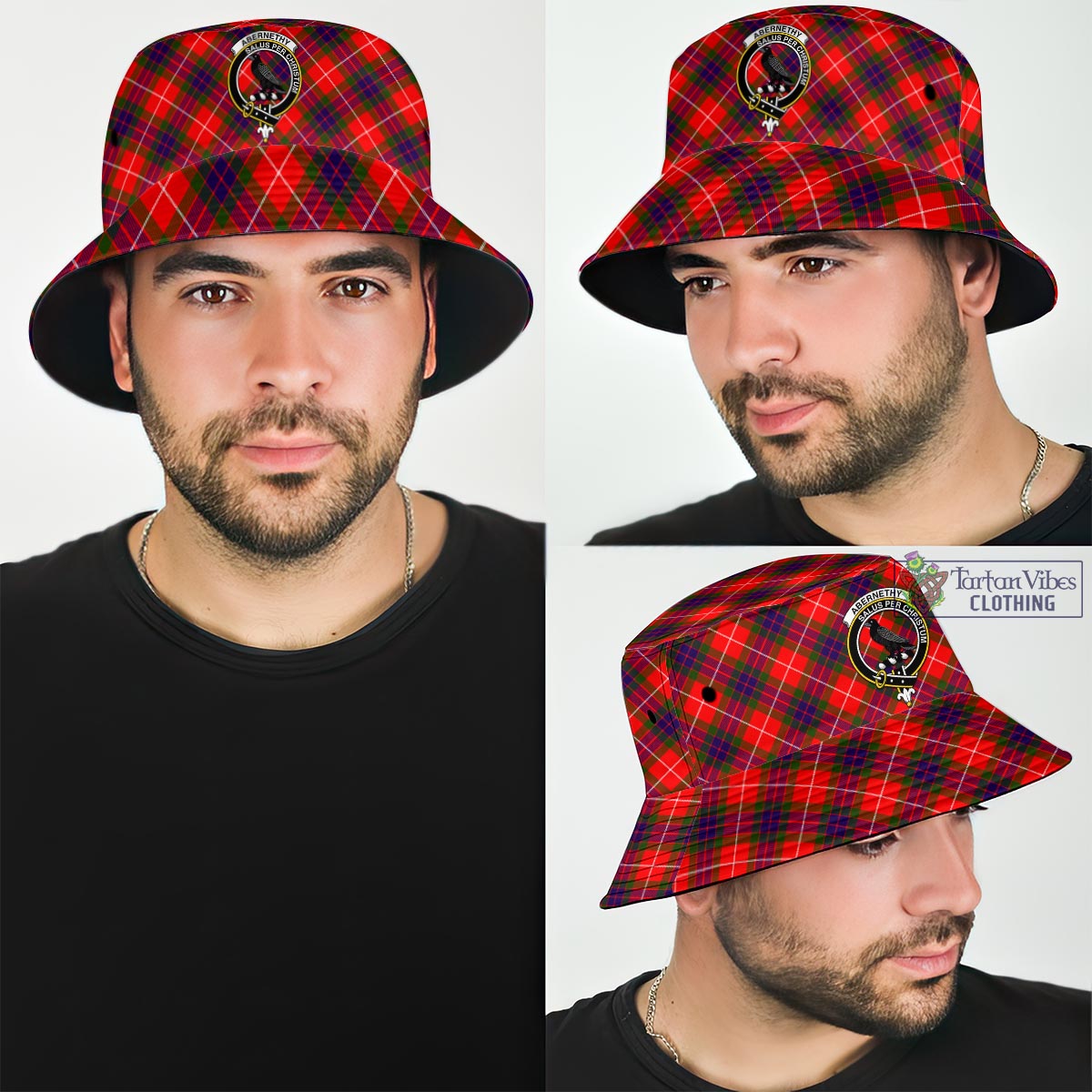 Tartan Vibes Clothing Abernethy Tartan Bucket Hat with Family Crest