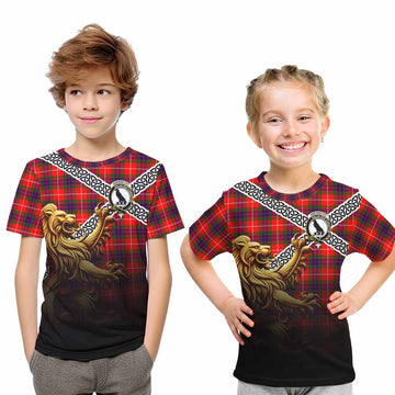Abernethy Crest Tartan Kid T-Shirt with Golden Lion Emblem Celtic Style Youth XL Size14 - Tartan Vibes Clothing