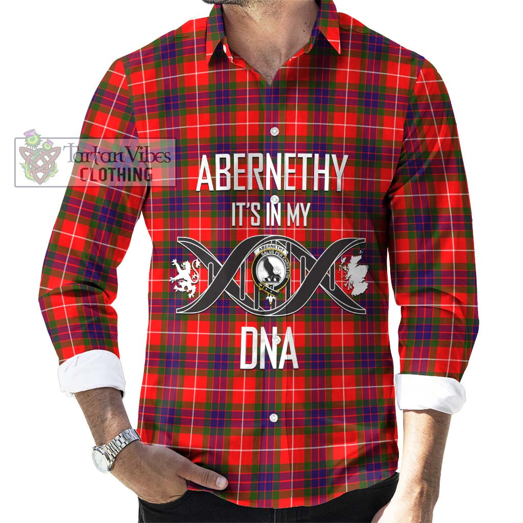 Abernethy Tartan Long Sleeve Button Shirt with Family Crest DNA In Me Style Men's Shirt S - Tartanvibesclothing Shop