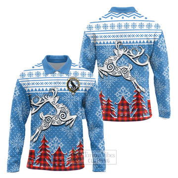 Abernethy Clan Christmas Long Sleeve Polo Shirt Celtic Reindeer Style