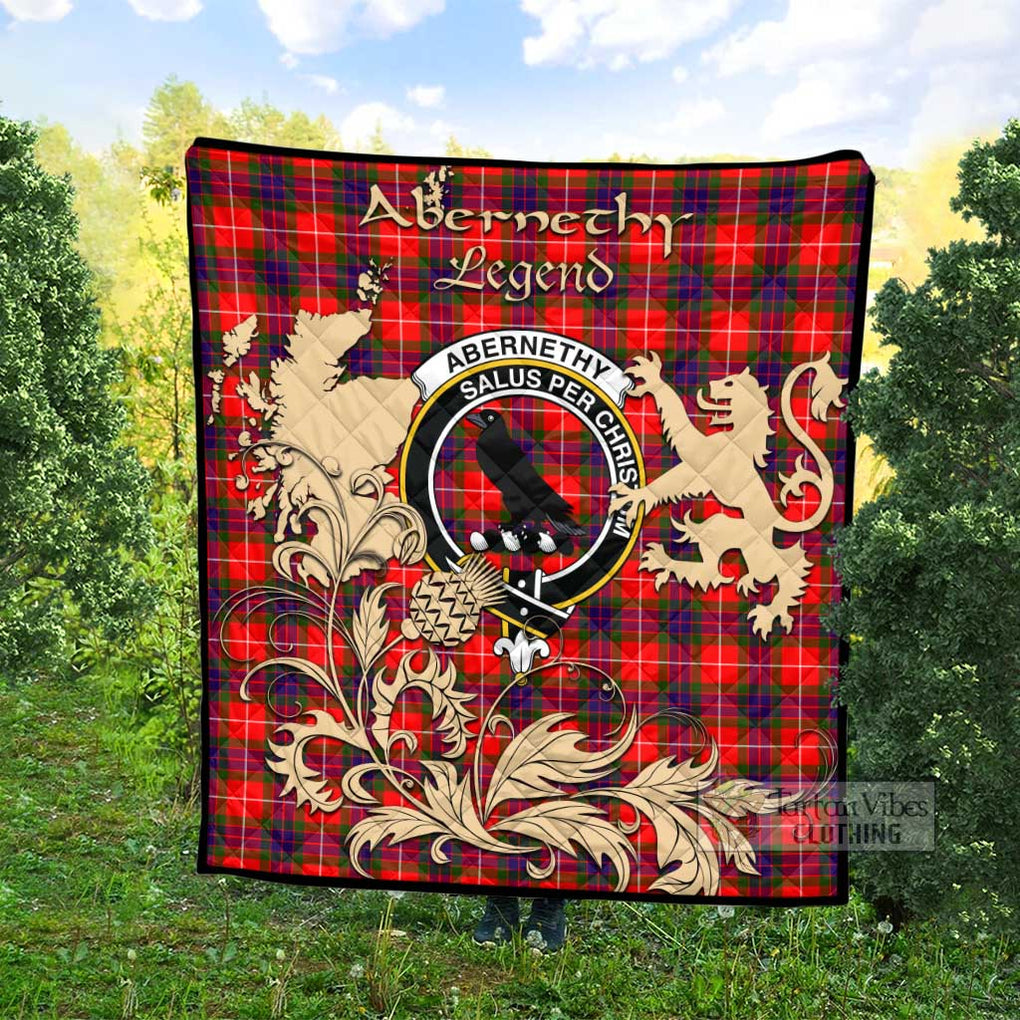 Tartan Vibes Clothing Abernethy Tartan Quilt with Family Crest and Scottish Symbol Style