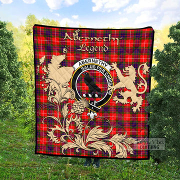 Abernethy Tartan Quilt with Family Crest and Scottish Symbol Style