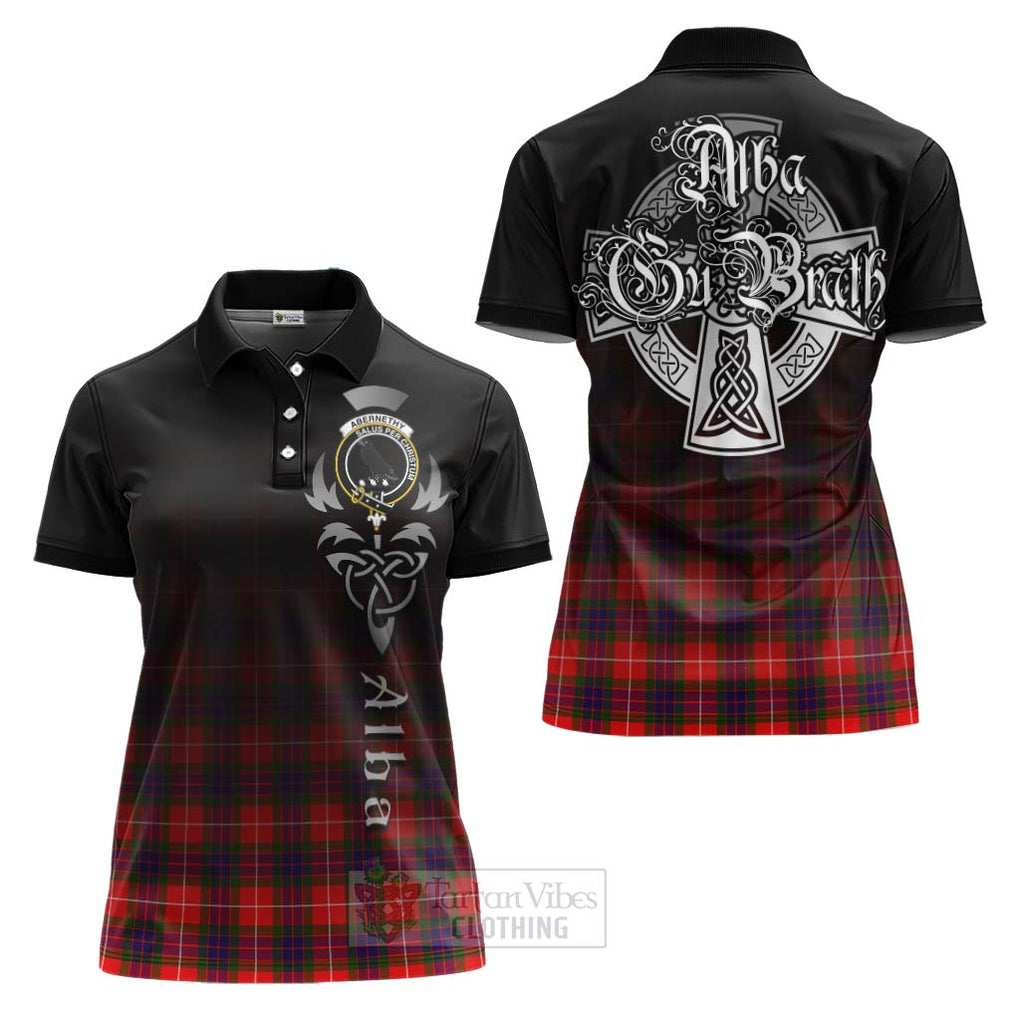 Tartan Vibes Clothing Abernethy Tartan Women's Polo Shirt Featuring Alba Gu Brath Family Crest Celtic Inspired