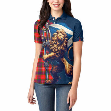 Abernethy Tartan Family Crest Women's Polo Shirt with Scottish Majestic Lion