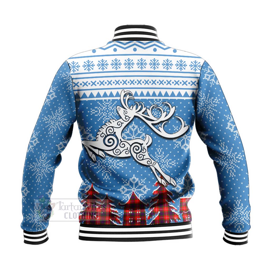 Tartan Vibes Clothing Abernethy Clan Christmas Baseball Jacket Celtic Reindeer Style