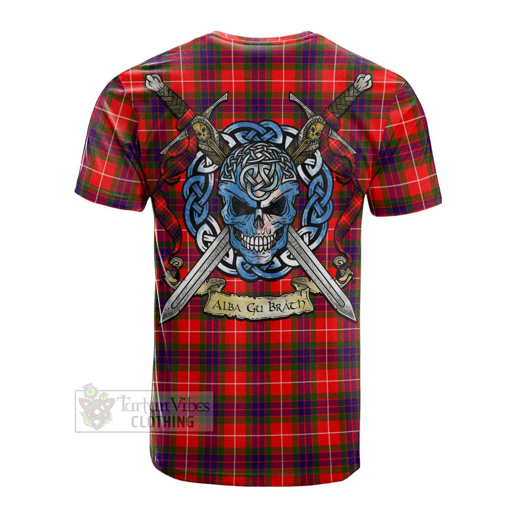 Tartan Vibes Clothing Abernethy Tartan Cotton T-shirt with Family Crest Celtic Skull Style