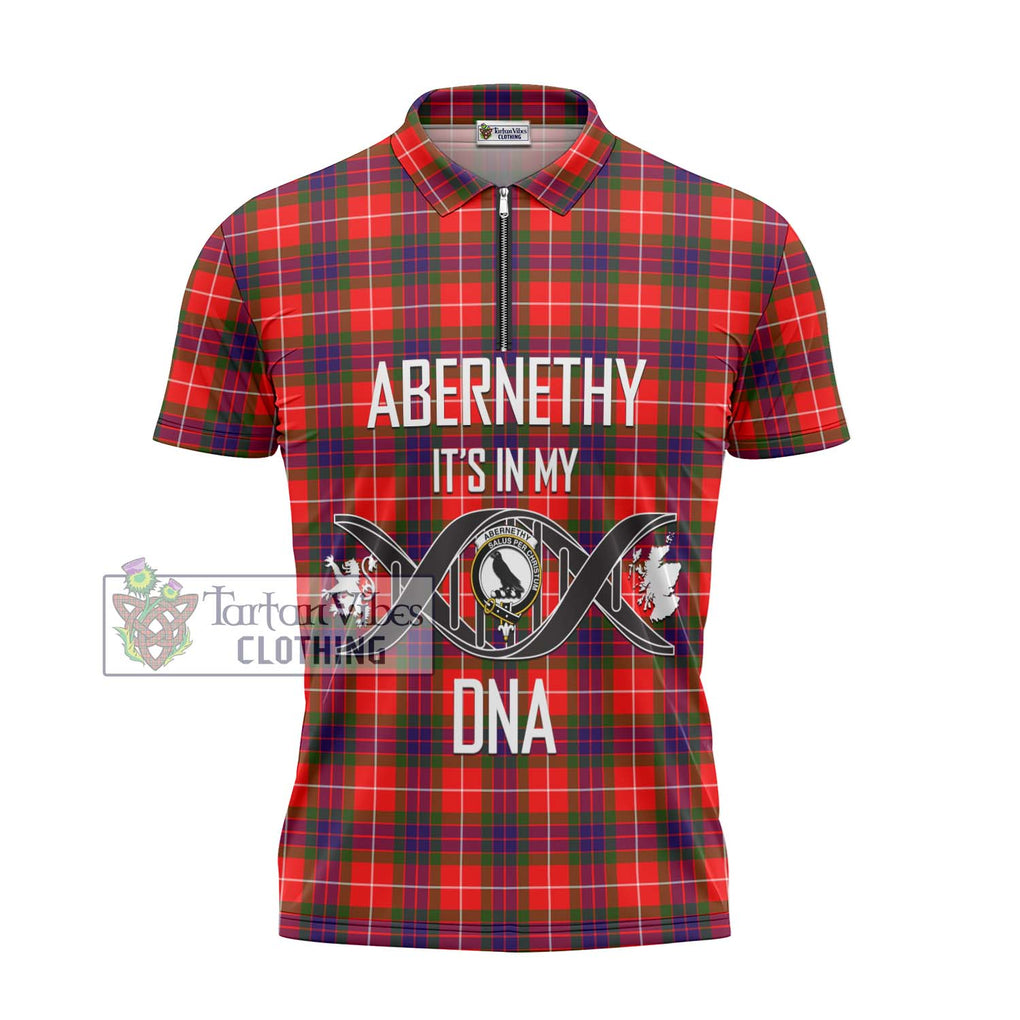 Abernethy Tartan Zipper Polo Shirt with Family Crest DNA In Me Style - Tartanvibesclothing Shop