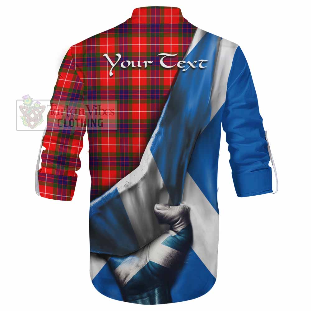 Tartan Vibes Clothing Abernethy Tartan Ghillie Kilt Shirt with Family Crest Scotland Patriotic Style