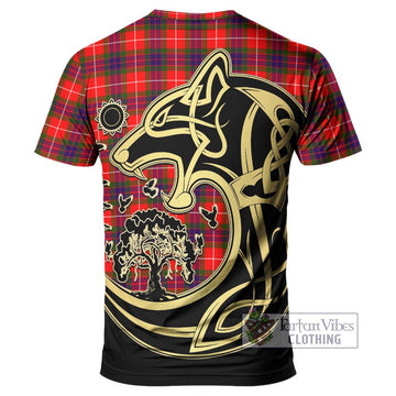 Abernethy Tartan T-Shirt with Family Crest Celtic Wolf Style