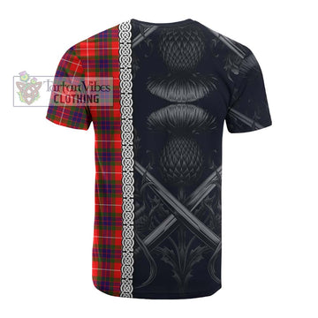 Abernethy Tartan Cotton T-shirt with Family Crest Cross Sword Thistle Celtic Vibes