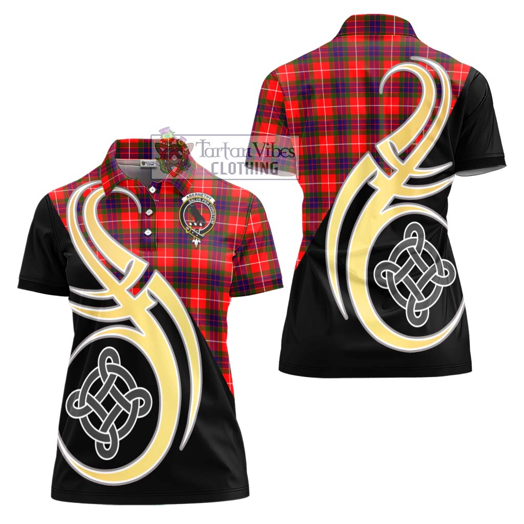 Abernethy Tartan Women's Polo Shirt with Family Crest and Celtic Symbol Style - Tartan Vibes Clothing