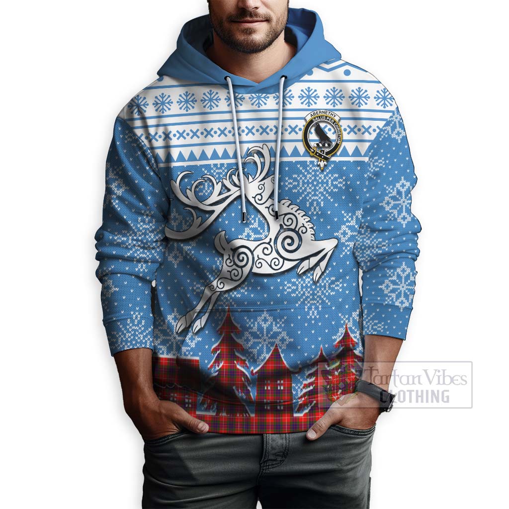 Tartan Vibes Clothing Abernethy Clan Christmas Hoodie Celtic Reindeer Style