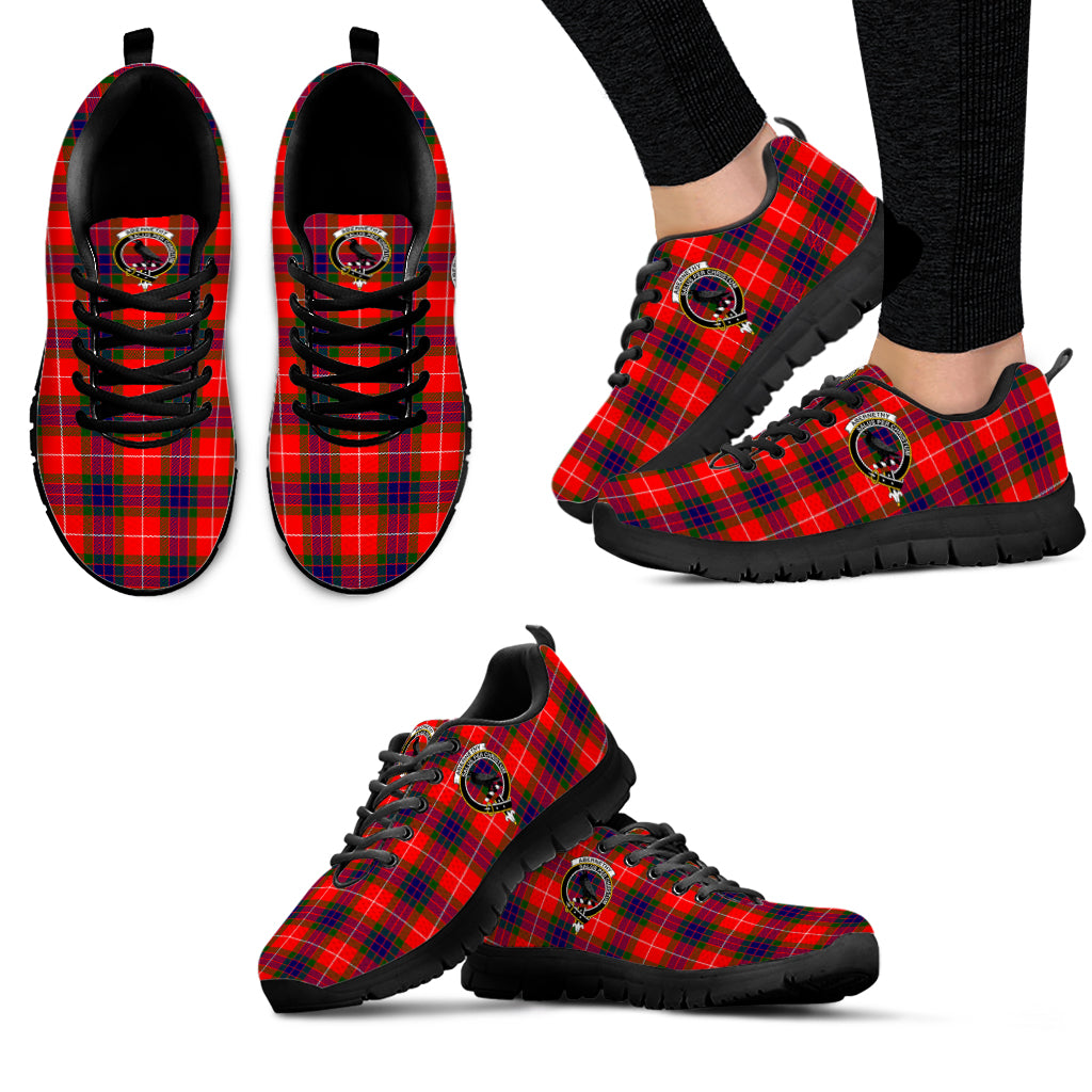 Abernethy Tartan Sneakers with Family Crest - Tartanvibesclothing