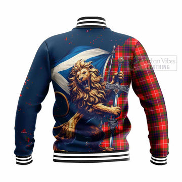 Abernethy Tartan Family Crest Baseball Jacket with Scottish Majestic Lion - Tartan Vibes Clothing