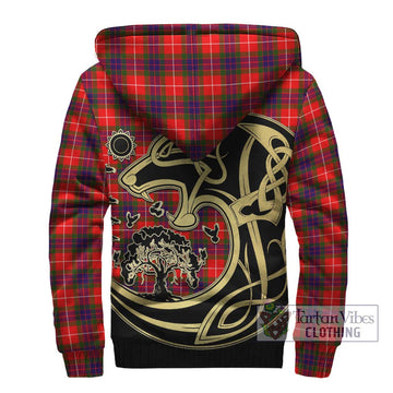 Abernethy Tartan Sherpa Hoodie with Family Crest Celtic Wolf Style - Tartan Vibes Clothing