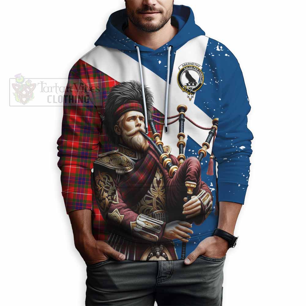 Tartan Vibes Clothing Abernethy Tartan Hoodie with Family Crest Scottish Bagpiper Vibes