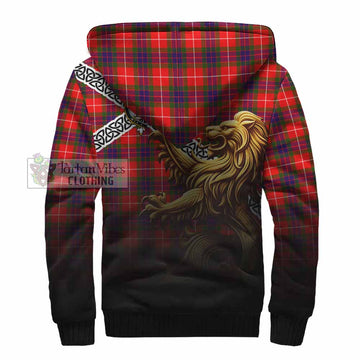 Abernethy Crest Tartan Sherpa Hoodie with Golden Lion Emblem Celtic Style - Tartan Vibes Clothing