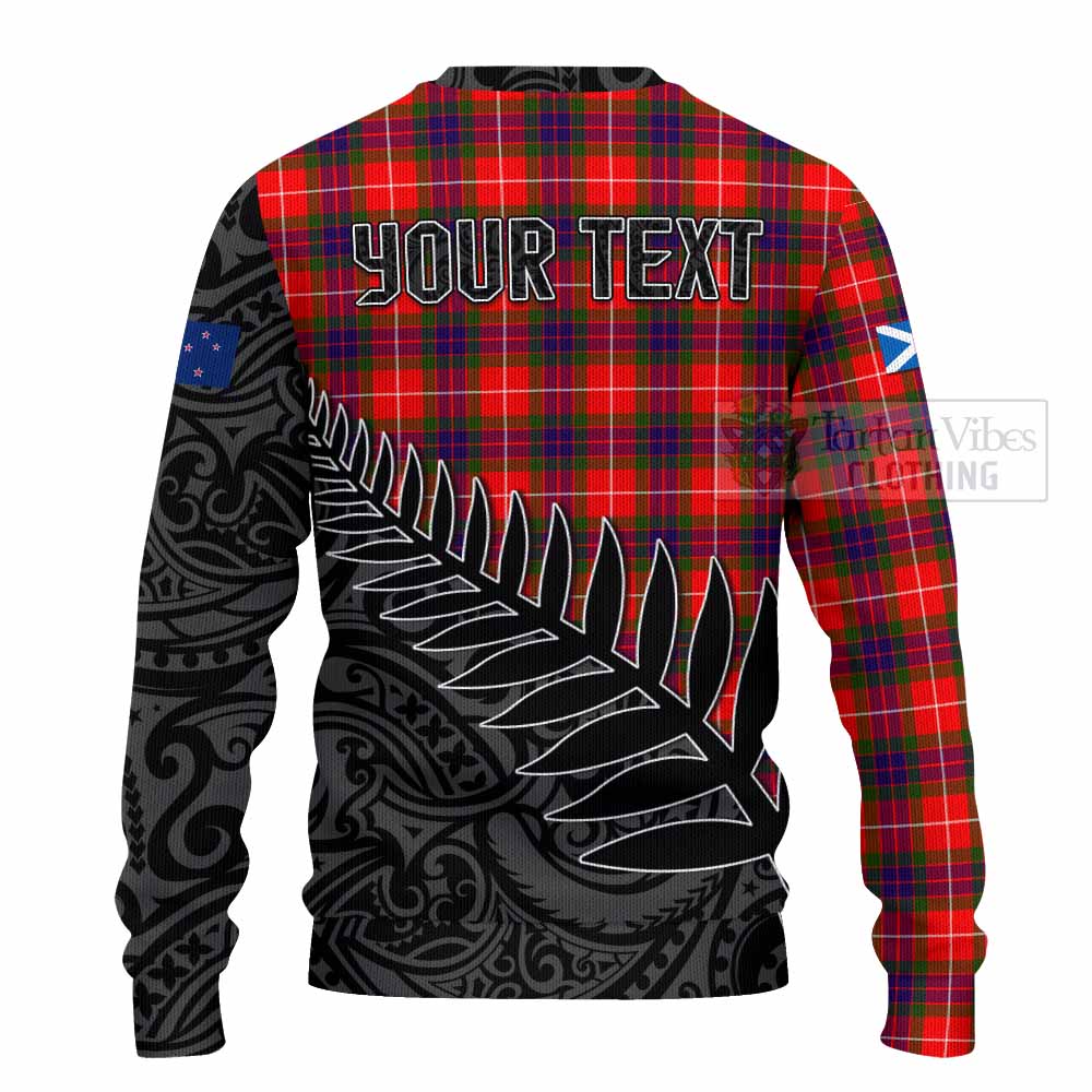 Tartan Vibes Clothing Abernethy Crest Tartan Knitted Sweater with New Zealand Silver Fern Half Style