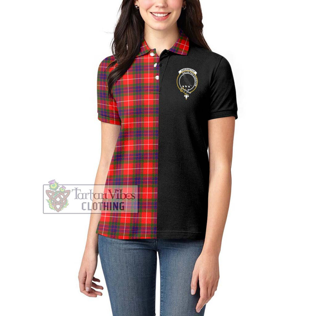 Abernethy Tartan Women's Polo Shirt with Family Crest and Half Of Me Style - Tartanvibesclothing Shop