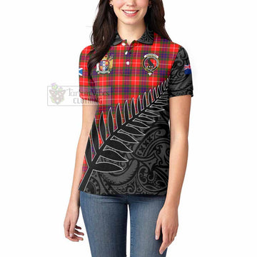 Abernethy Crest Tartan Women's Polo Shirt with New Zealand Silver Fern Half Style