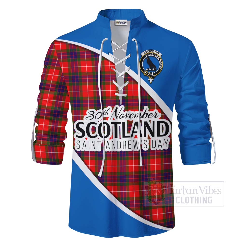 Tartan Vibes Clothing Abernethy Family Crest Tartan Ghillie Kilt Shirt Celebrate Saint Andrew's Day in Style