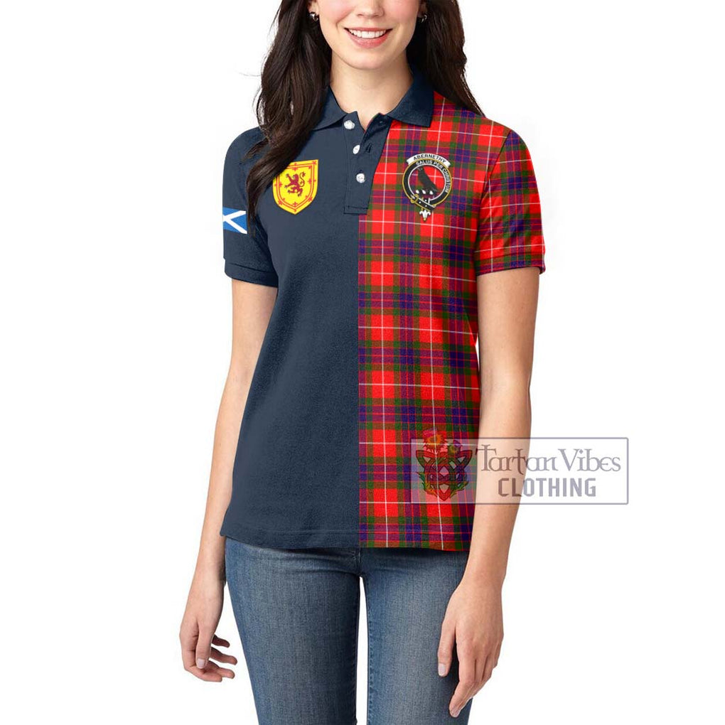 Tartan Vibes Clothing Abernethy Tartan Women's Polo Shirt with Scottish Lion Royal Arm Half Style