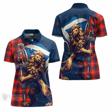 Abernethy Tartan Family Crest Women's Polo Shirt with Scottish Majestic Lion