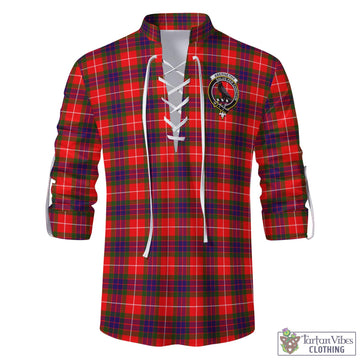 Abernethy Tartan Men's Scottish Traditional Jacobite Ghillie Kilt Shirt with Family Crest