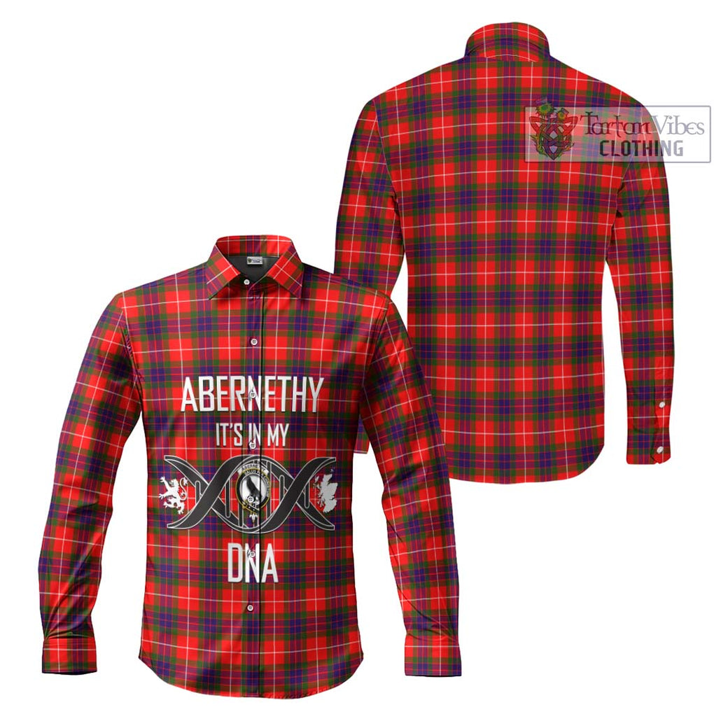 Abernethy Tartan Long Sleeve Button Shirt with Family Crest DNA In Me Style Men's Shirt - Tartanvibesclothing Shop