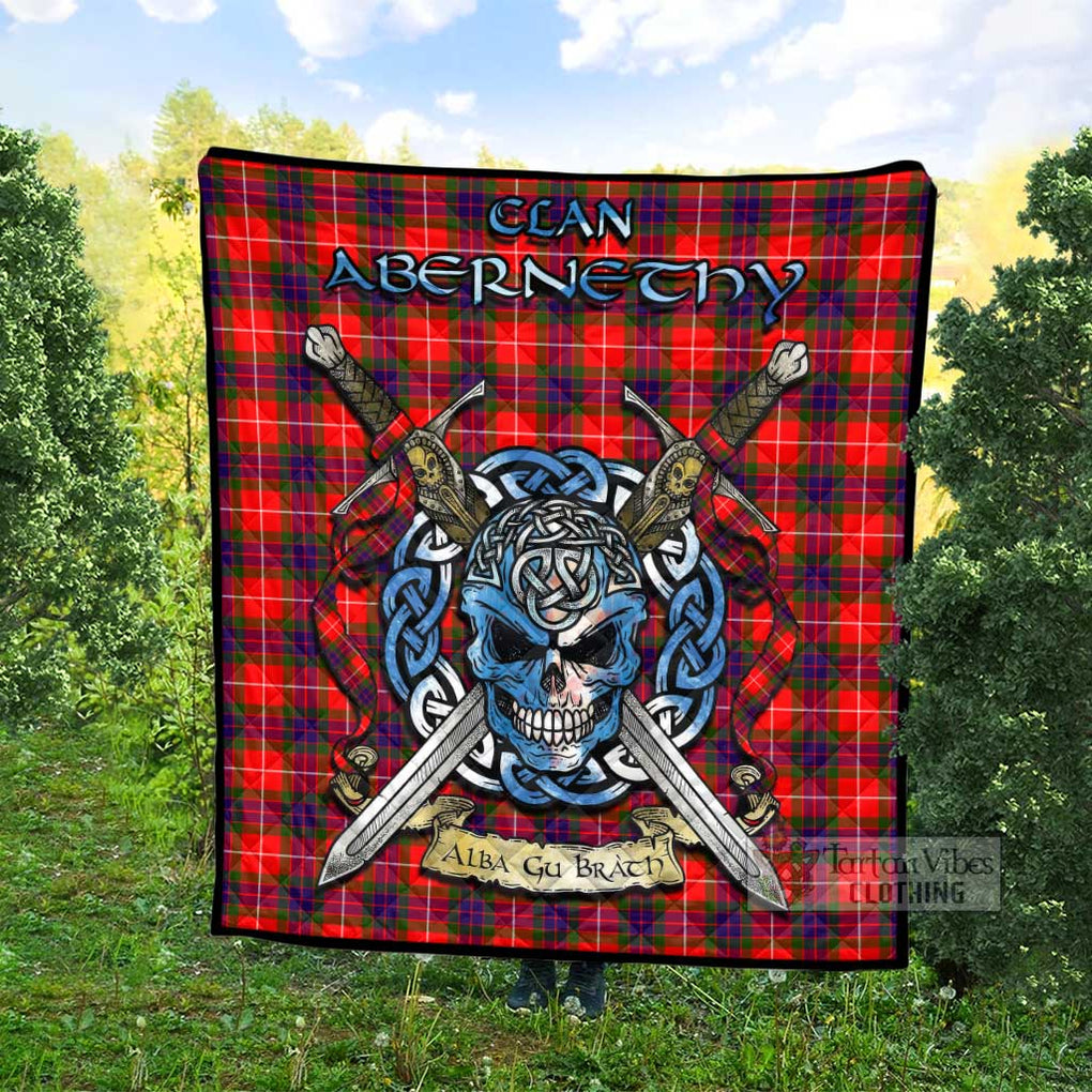 Tartan Vibes Clothing Abernethy Tartan Quilt with Celtic Skull Alba Gu Brath Style