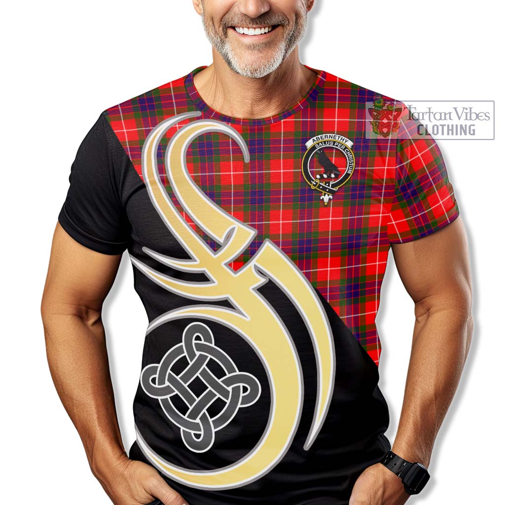 Tartan Vibes Clothing Abernethy Tartan T-Shirt with Family Crest and Celtic Symbol Style