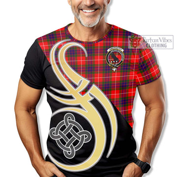 Abernethy Tartan T-Shirt with Family Crest and Celtic Symbol Style