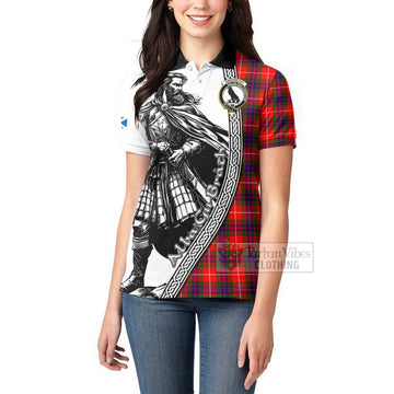 Abernethy Tartan Clan Crest Women's Polo Shirt with Highlander Warrior Celtic Style