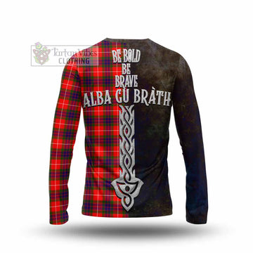 Abernethy Tartan Family Crest Long Sleeve T-Shirt Alba Gu Brath Be Brave Lion Ancient Style - Tartan Vibes Clothing