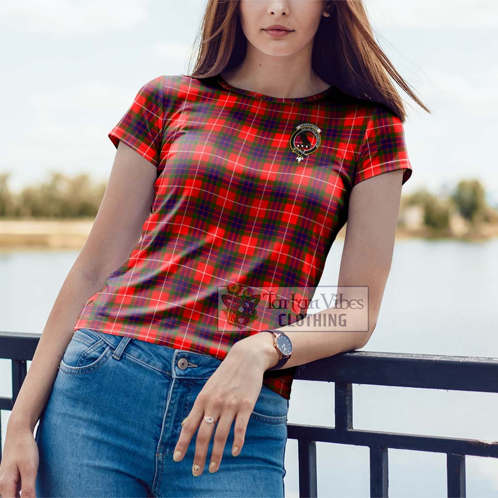 Abernethy Tartan Cotton T-Shirt with Family Crest Women's Shirt - Tartanvibesclothing Shop