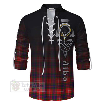 Abernethy Tartan Ghillie Kilt Shirt Featuring Alba Gu Brath Family Crest Celtic Inspired