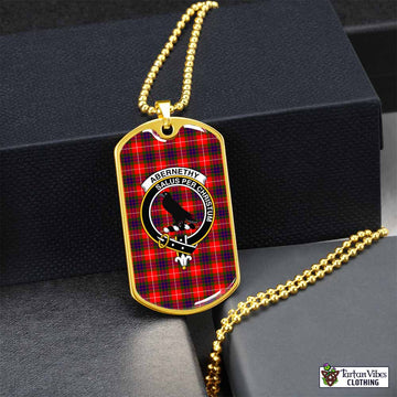 Abernethy Tartan Dog Tag Necklace with Family Crest