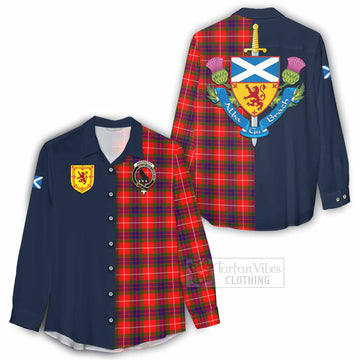 Abernethy Tartan Women's Casual Shirt Alba with Scottish Lion Royal Arm Half Style - Tartan Vibes Clothing