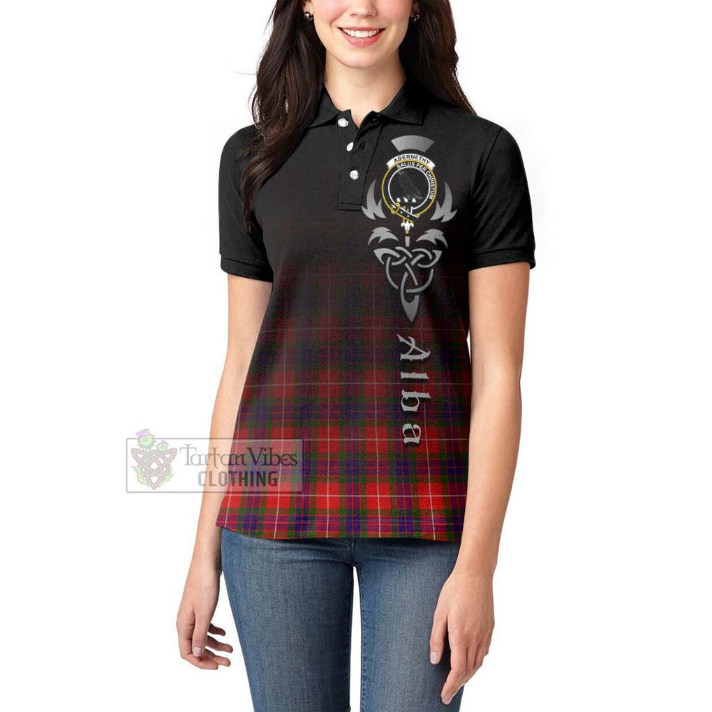 Tartan Vibes Clothing Abernethy Tartan Women's Polo Shirt Featuring Alba Gu Brath Family Crest Celtic Inspired