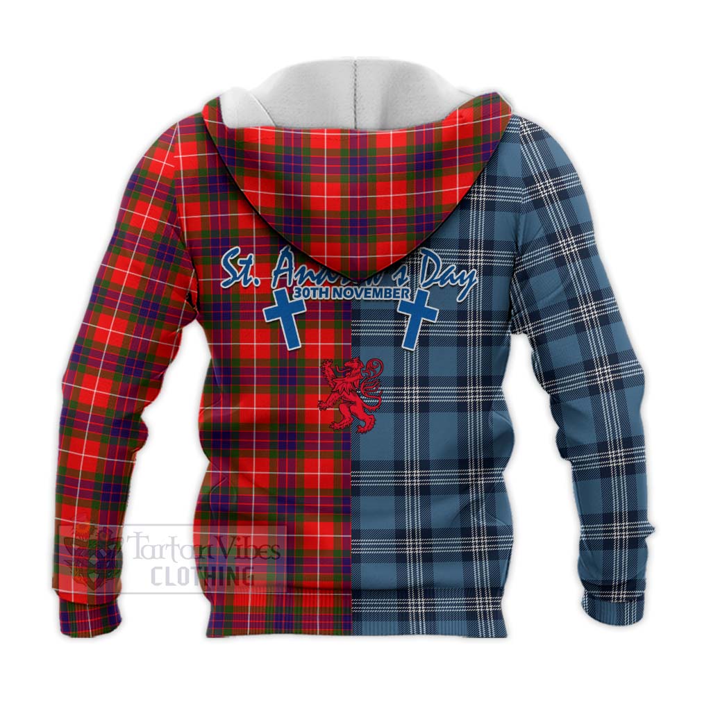 Tartan Vibes Clothing Abernethy Tartan Knitted Hoodie Happy St. Andrew's Day Half Tartan Style