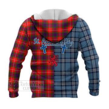 Abernethy Tartan Knitted Hoodie Happy St. Andrew's Day Half Tartan Style