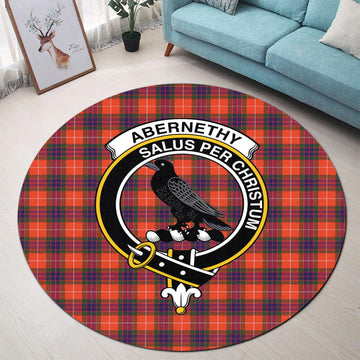 Abernethy Tartan Round Rug with Family Crest