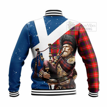 Abernethy Tartan Baseball Jacket with Family Crest Scottish Bagpiper Vibes - Tartan Vibes Clothing