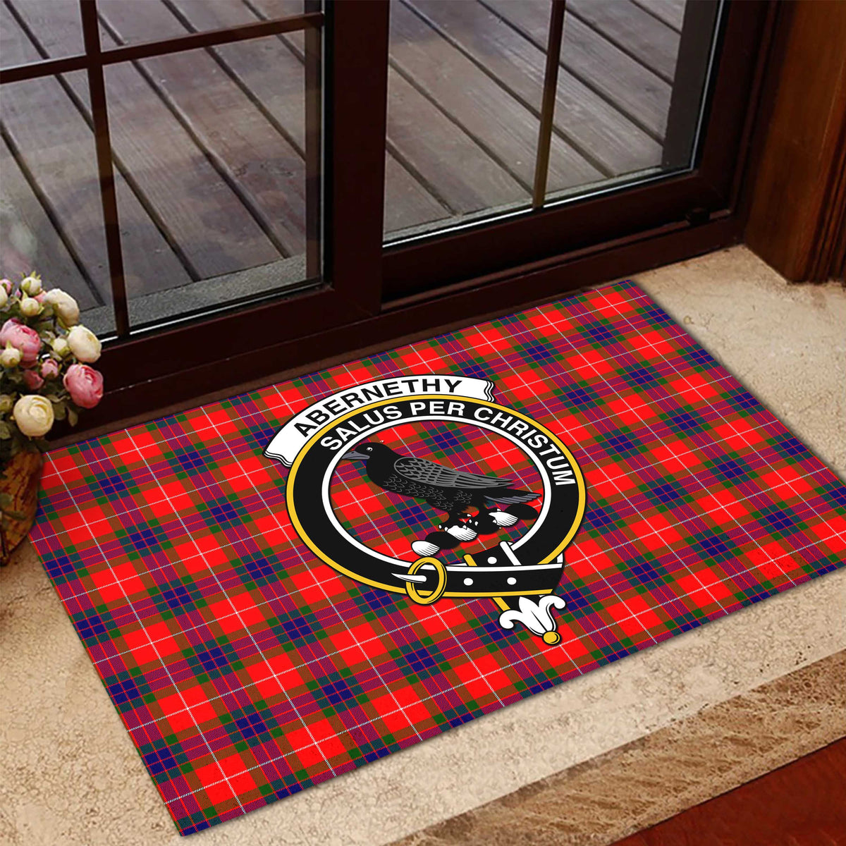 Abernethy Tartan Rubber Doormat with Family Crest - Tartan Vibes Clothing
