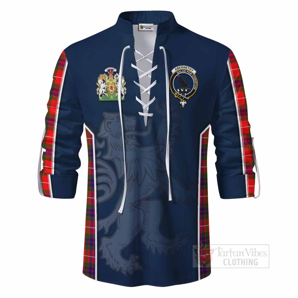 Tartan Vibes Clothing Abernethy Tartan Ghillie Kilt Shirt with Family Crest and Lion Rampant Vibes Sport Style