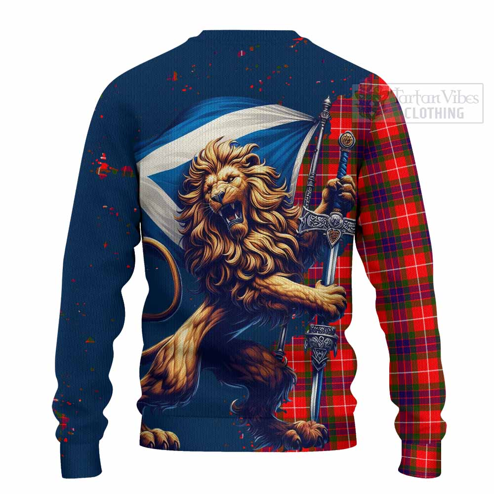 Tartan Vibes Clothing Abernethy Tartan Family Crest Knitted Sweater with Scottish Majestic Lion