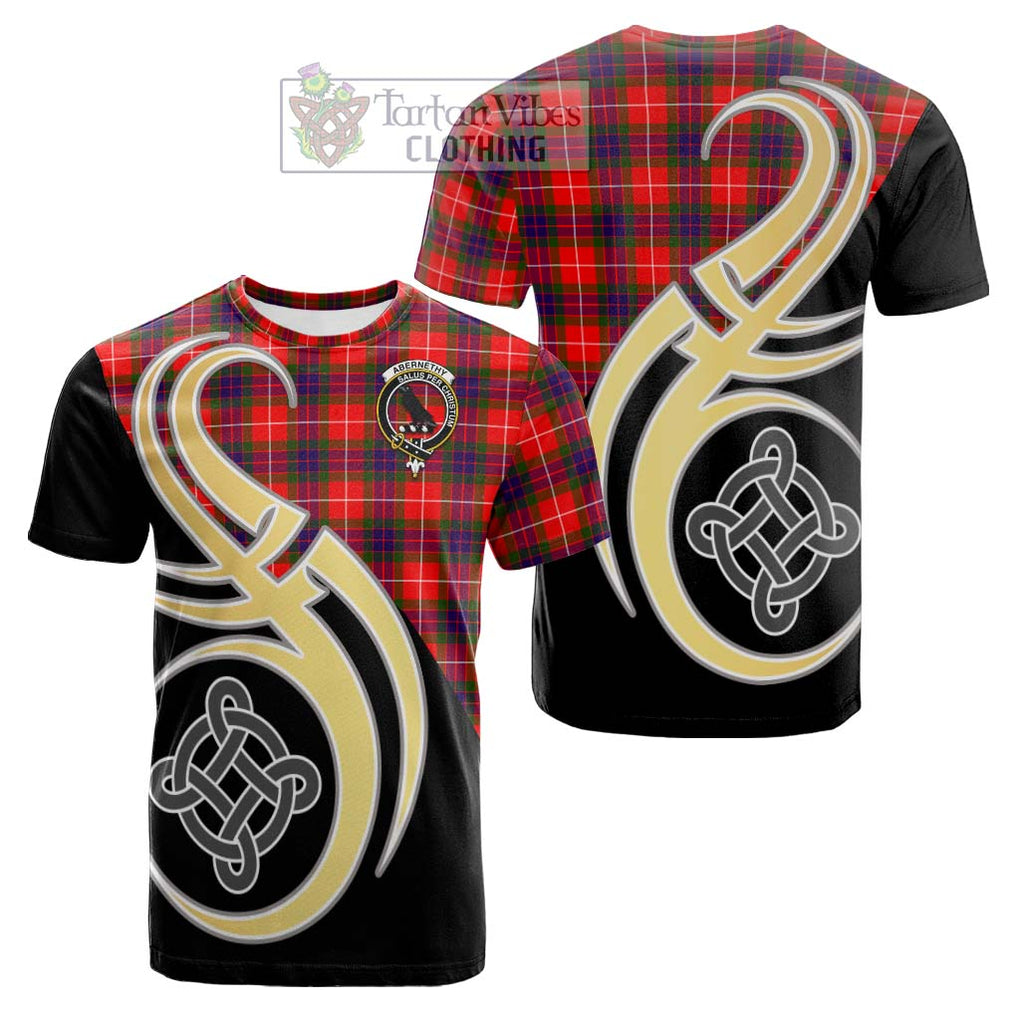 Tartan Vibes Clothing Abernethy Tartan Cotton T-shirt with Family Crest and Celtic Symbol Style