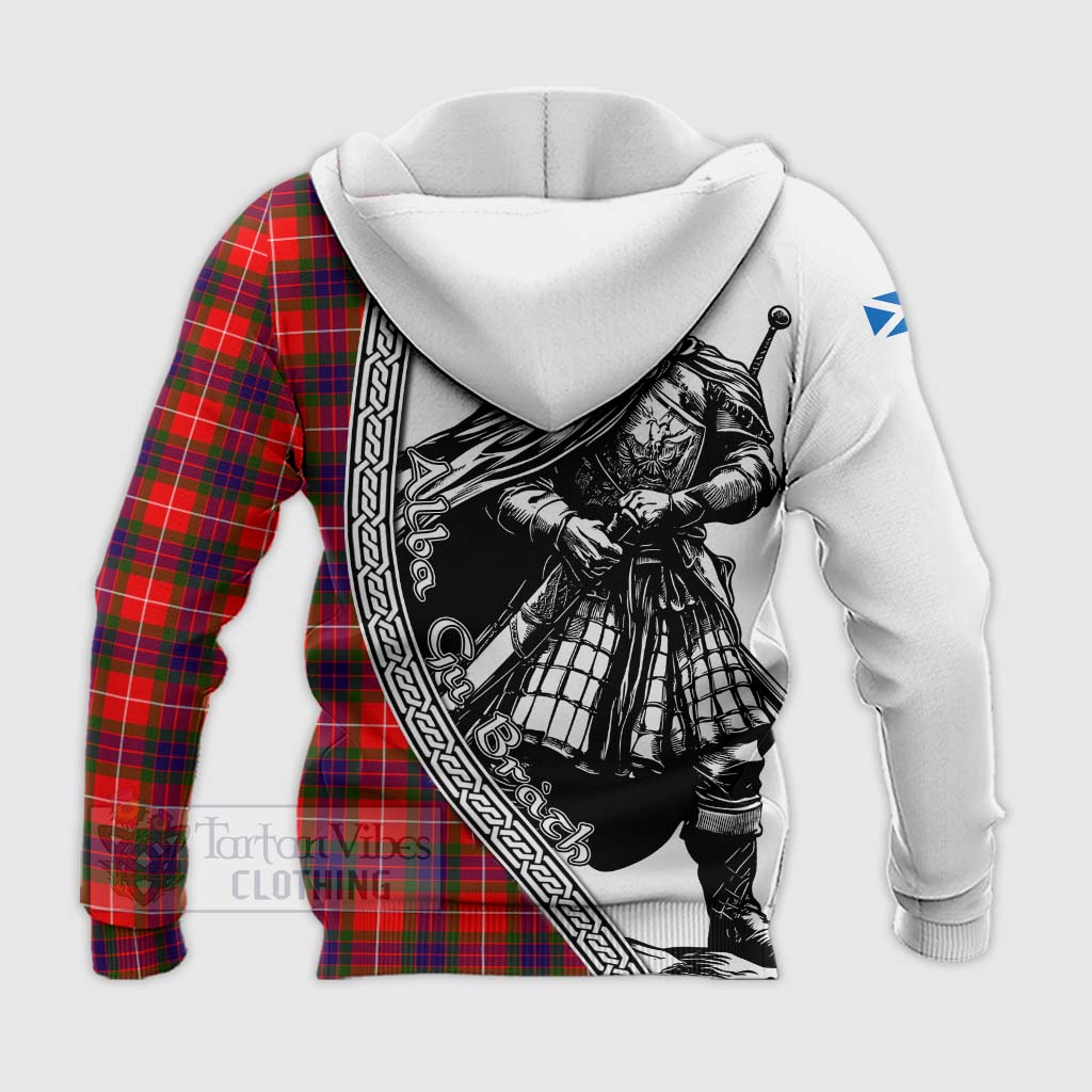 Tartan Vibes Clothing Abernethy Tartan Clan Crest Knitted Hoodie with Highlander Warrior Celtic Style