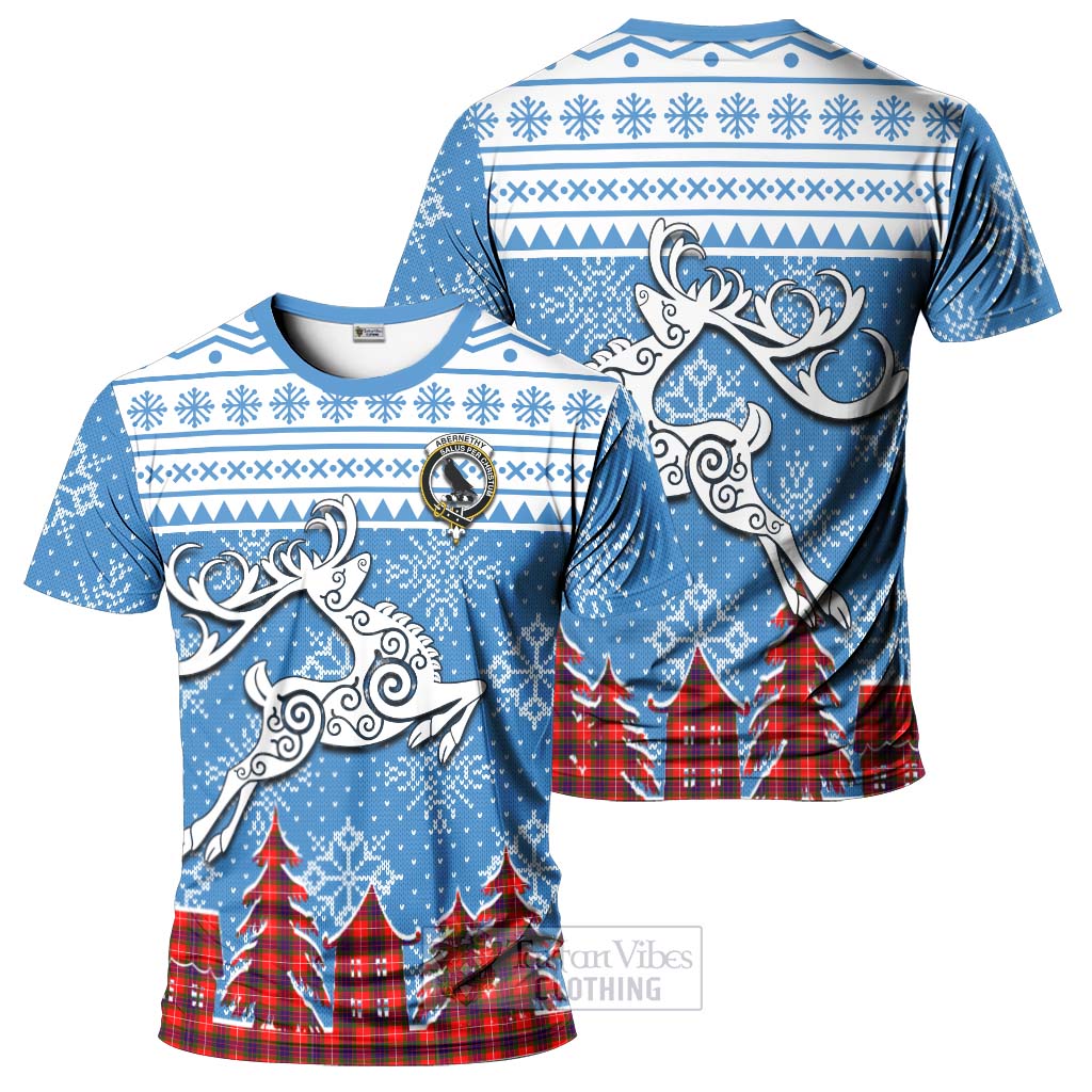 Tartan Vibes Clothing Abernethy Clan Christmas T-Shirt Celtic Reindeer Style